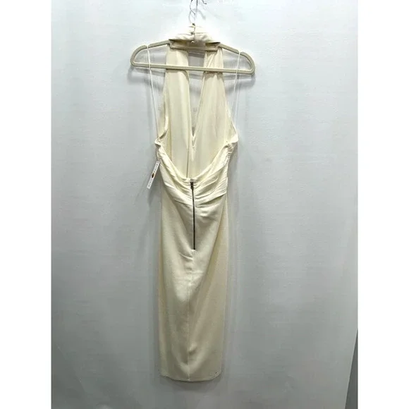 NWT Alice + Olivia Women's Suellen Twist Neck Halter Midi Dress Ecru‎ Size 6 - Picture 4 of 15